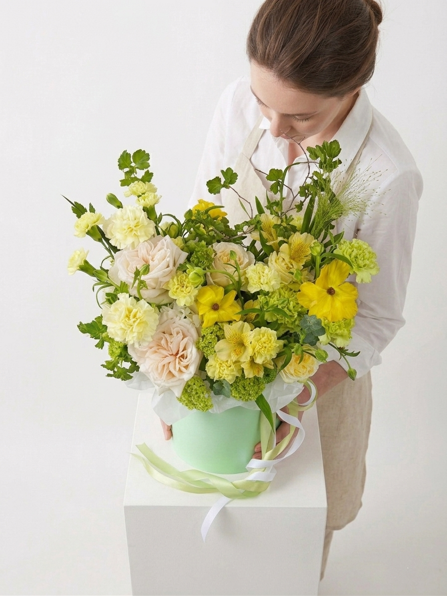 Elegant Yellow & White Flower Box