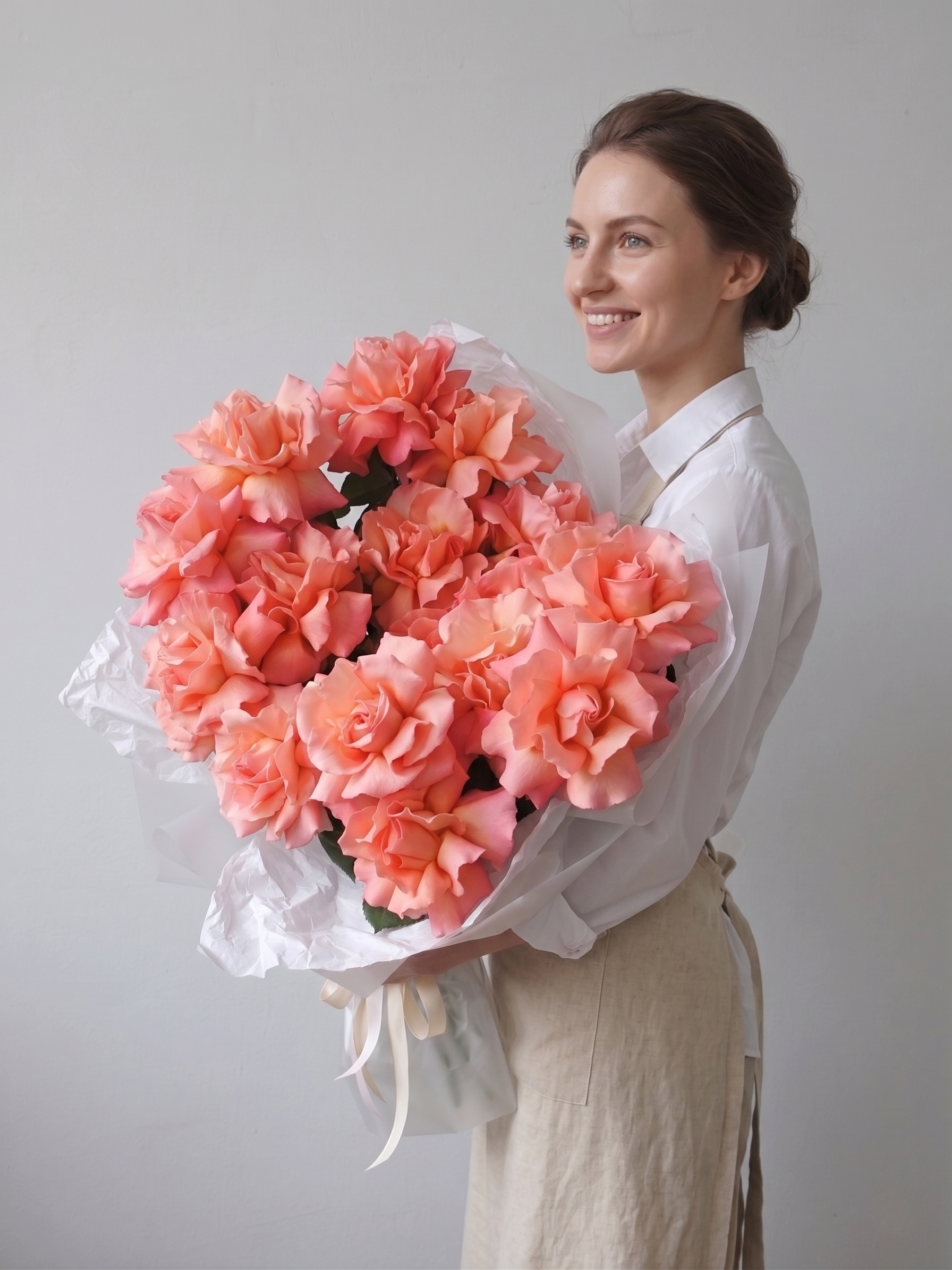 Coral Blush French Rose Signature Bouquet