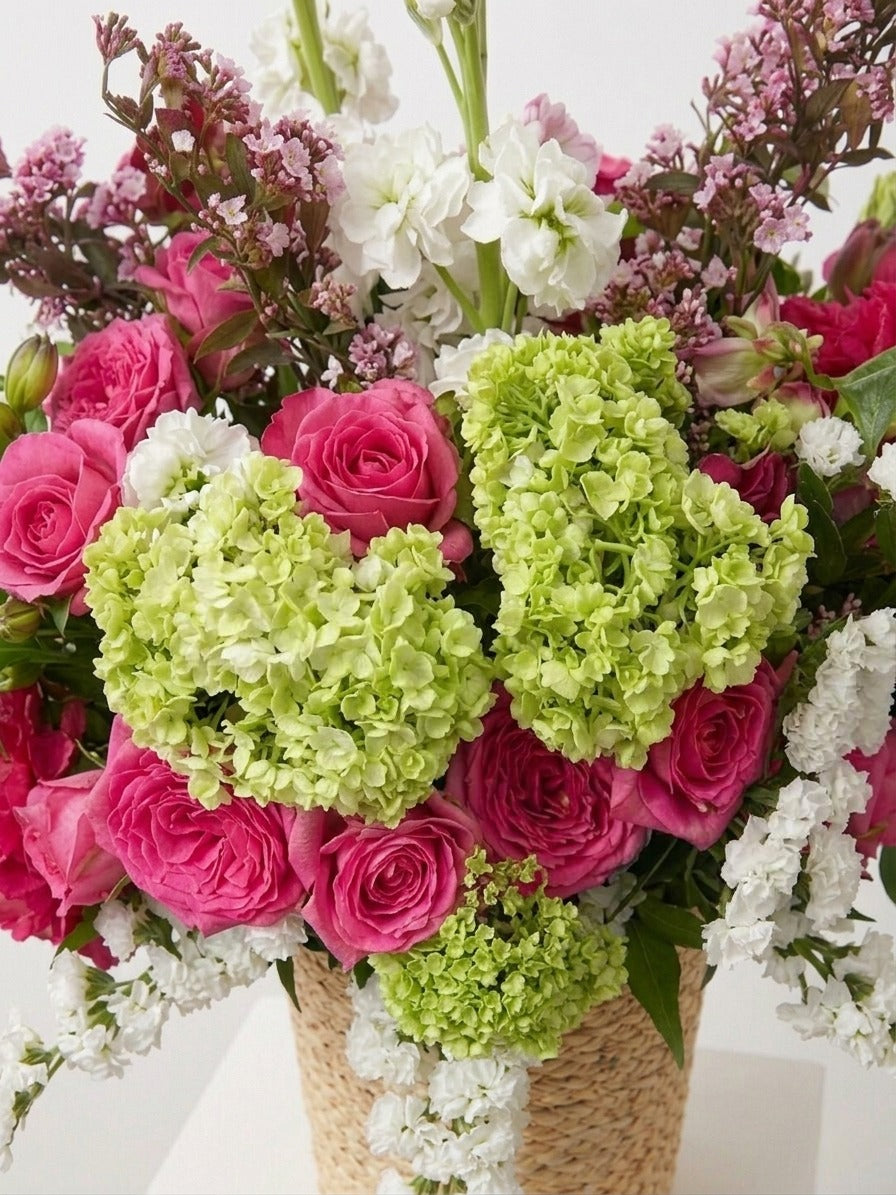 Luxury Pink & Green Flower Basket