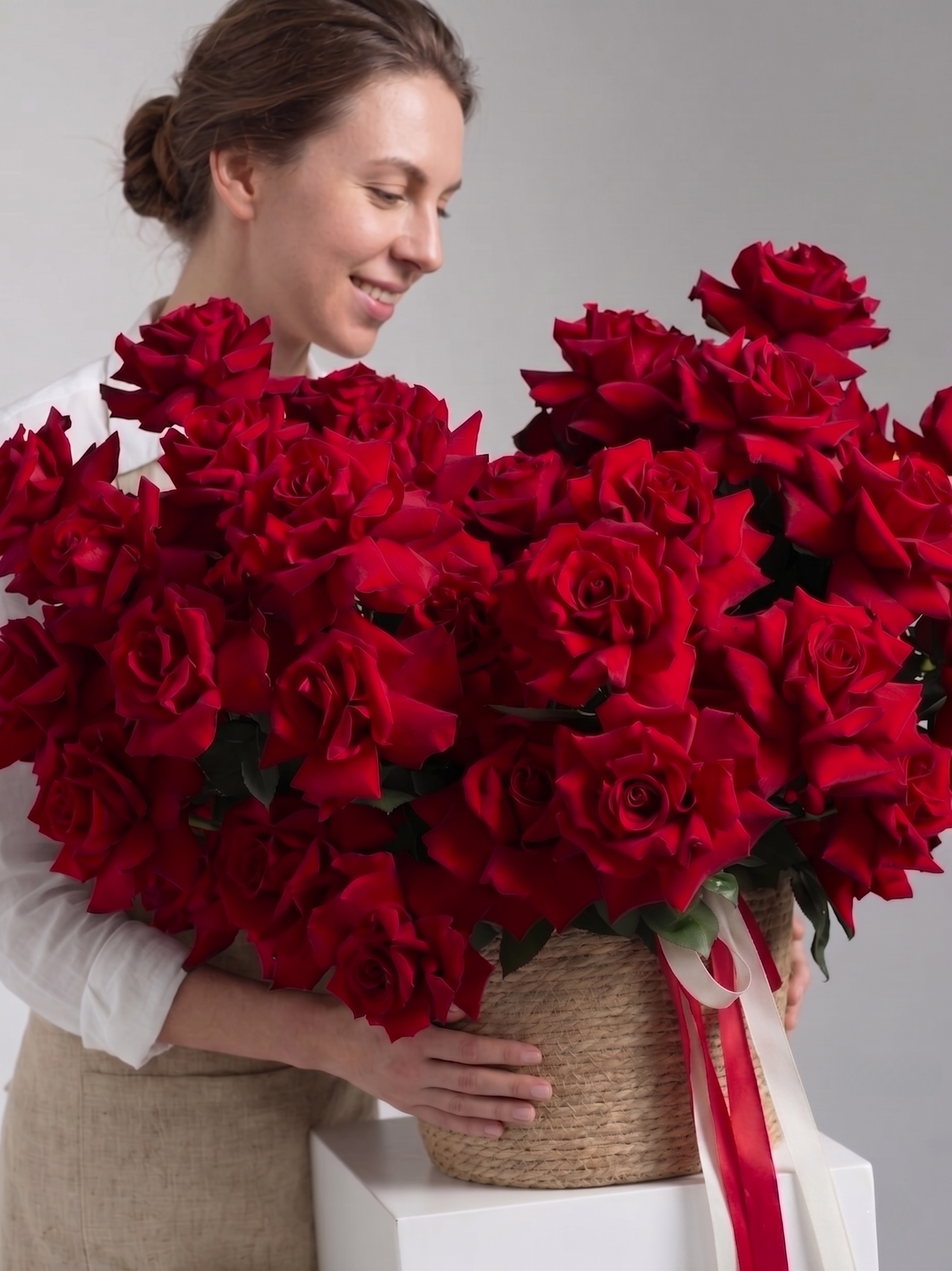 Signature French Red Rose Basket