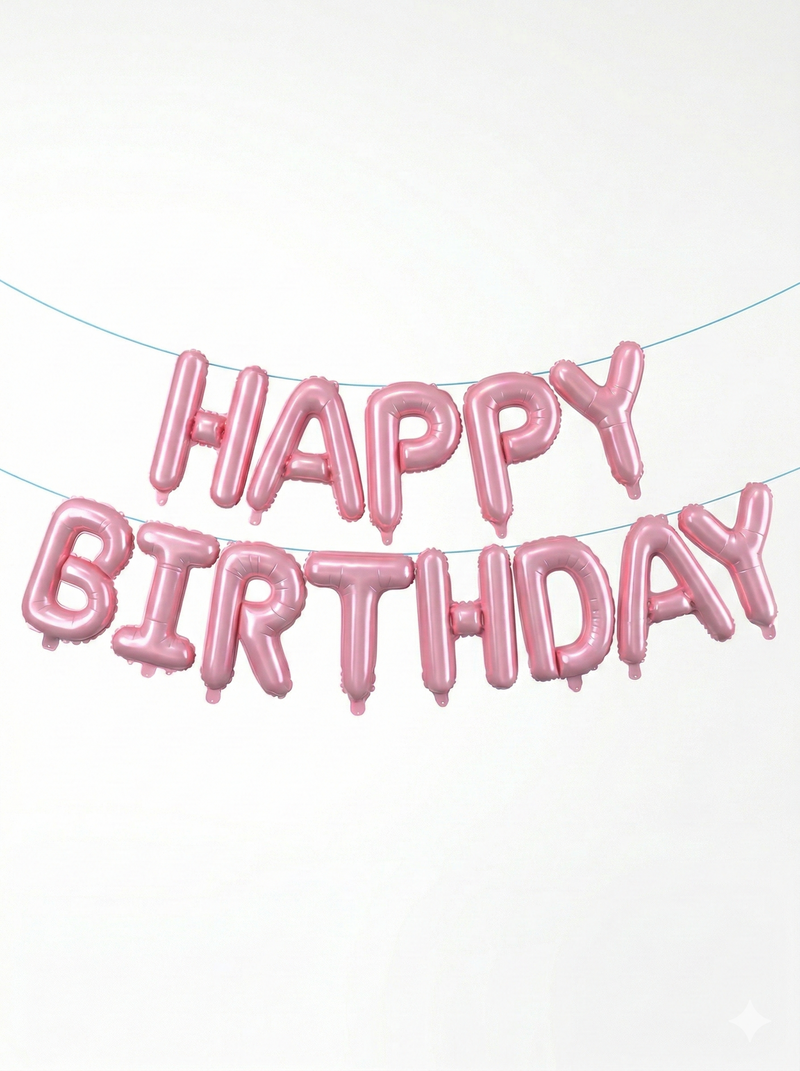 Pink “Happy Birthday” Balloon Banner Set
