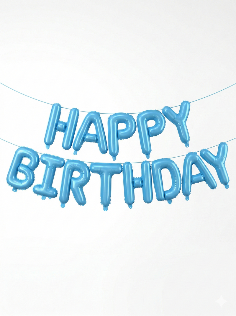 Blue “Happy Birthday” Balloon Banner Set