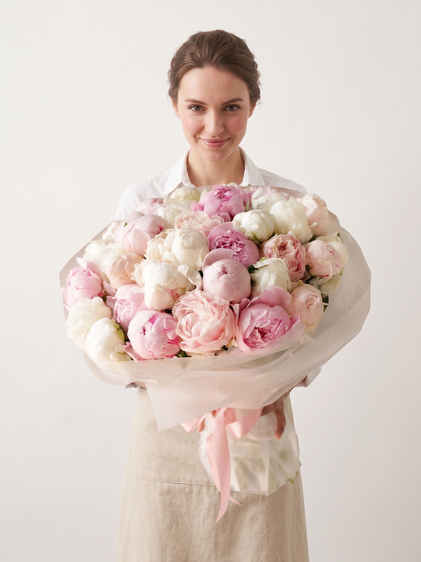 Signature Pink & White Peony Bouquet close-up arrangement