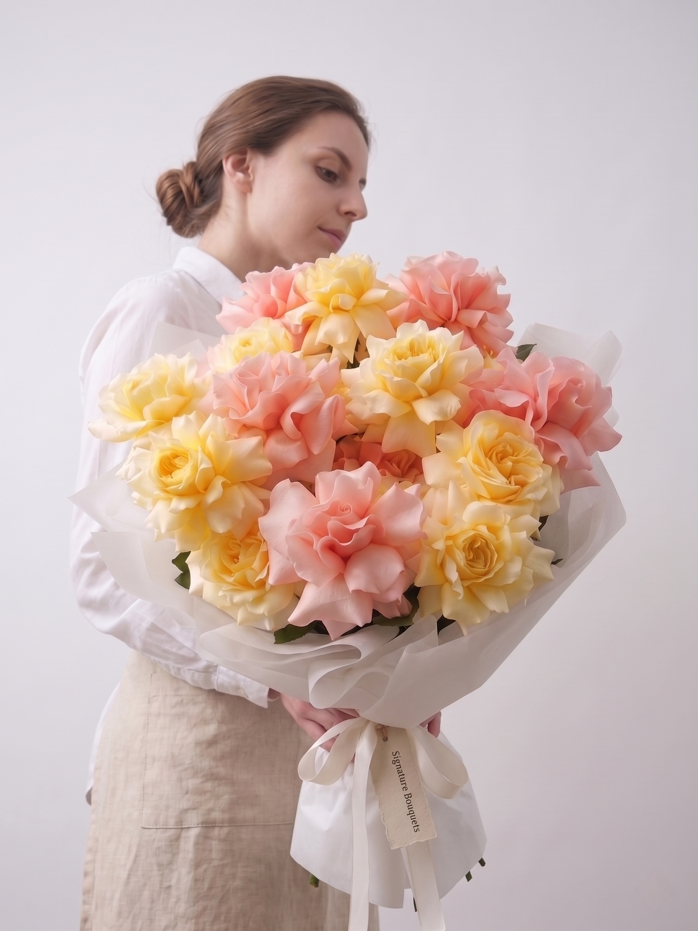 Pink Franch Rose close-up arrangement