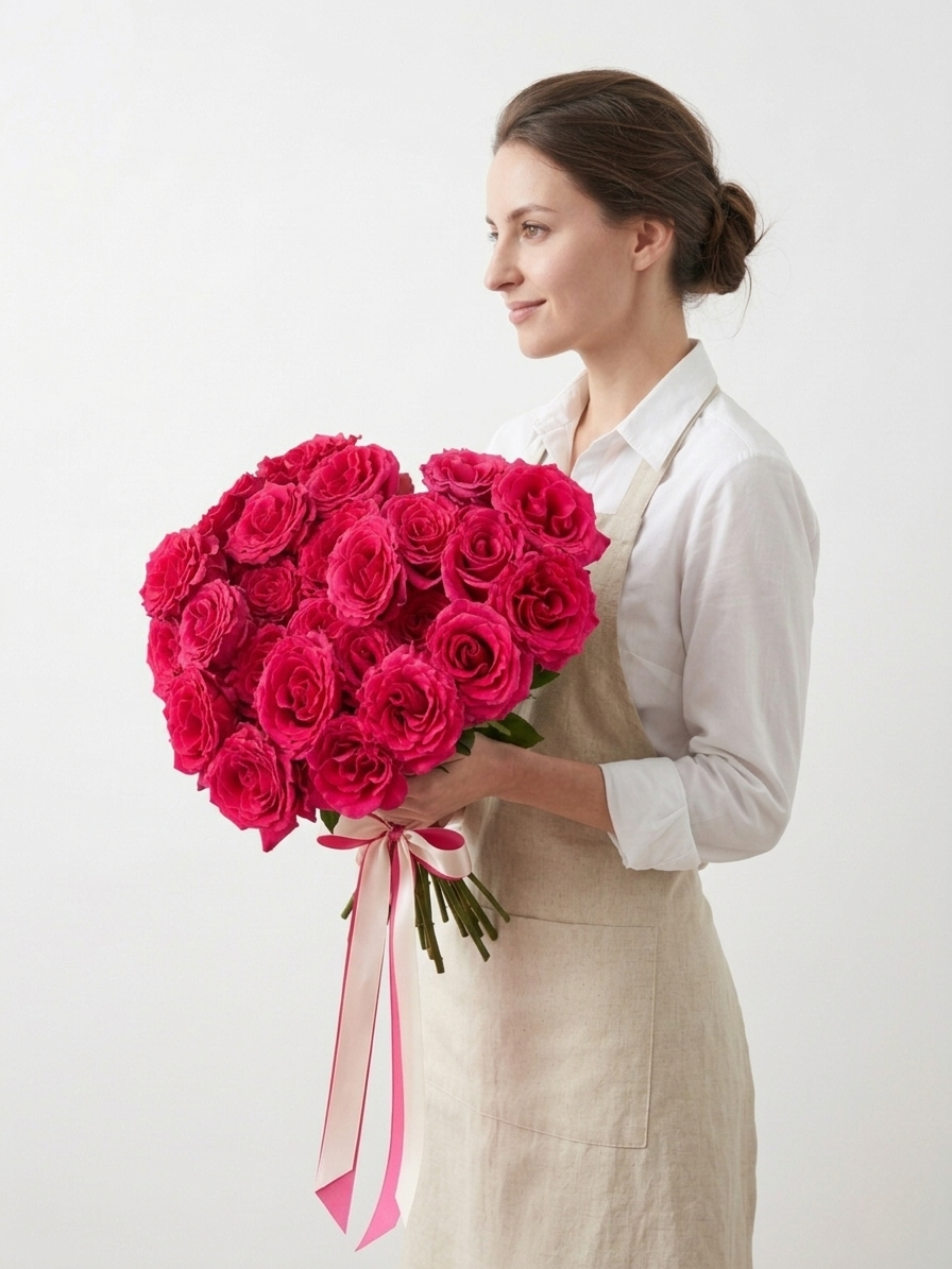 Heart Rose Bouquet — luxury flower delivery Miami