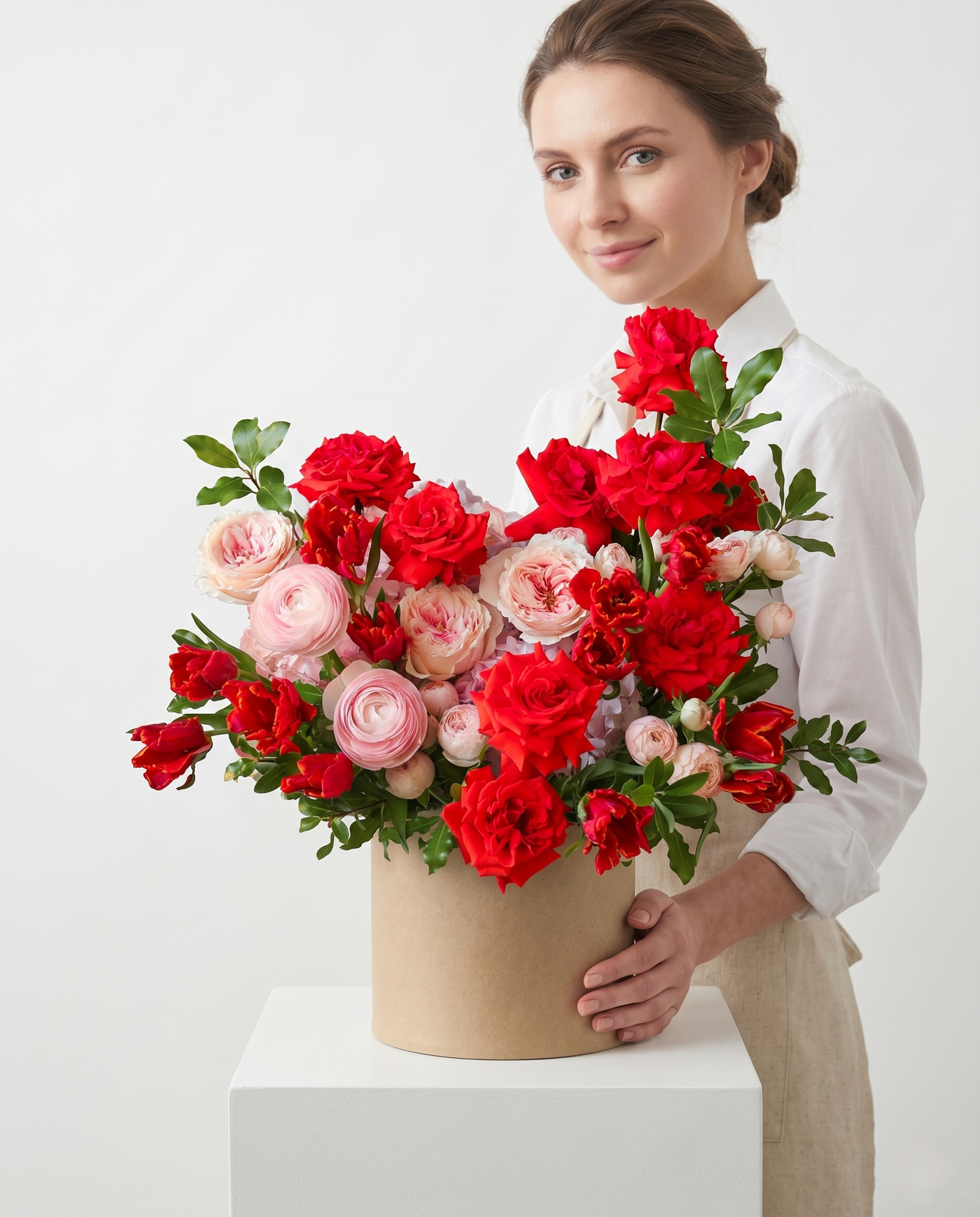 The "Love Petals" Hat Box Collection close-up arrangement