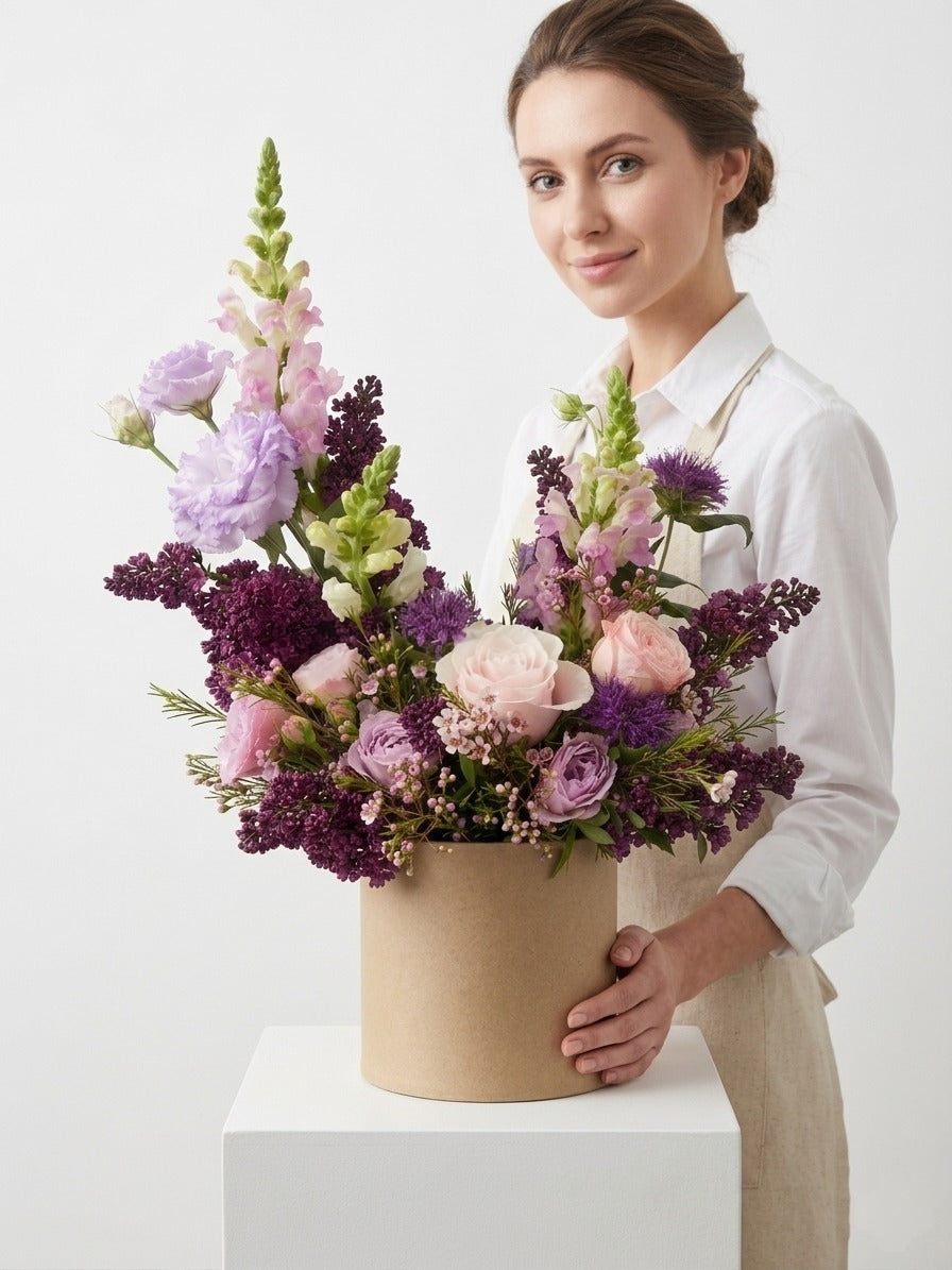 Lavender Blush Flower Box close-up arrangement
